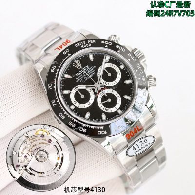 Clean Factory Rolex Daytona 7750 Black Face Watch 40mm 